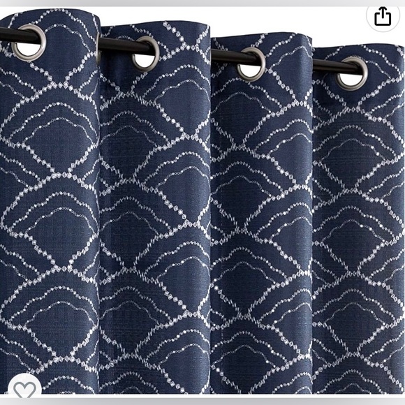 Navy Blue Delicate Sequined Curtains/Drapes Set, 50” W X 63” L - Picture 1 of 3